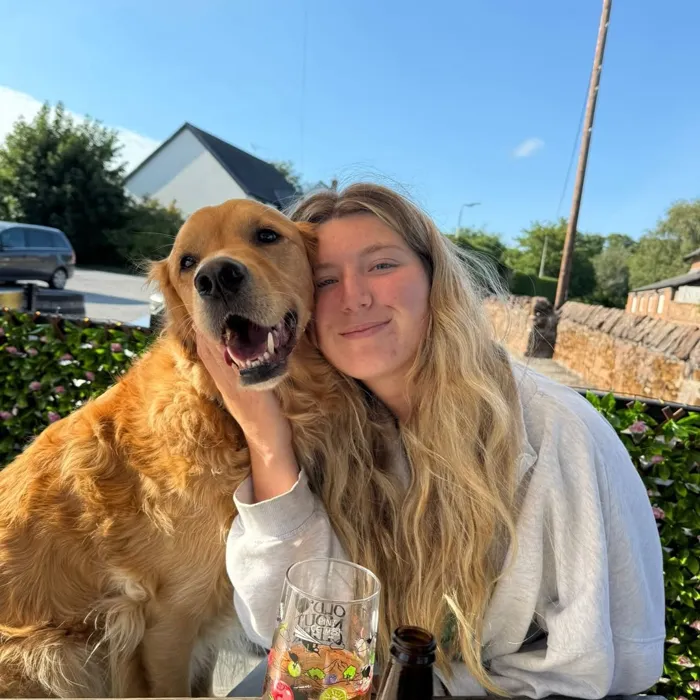 Lucy cheek to cheek with Barnaby